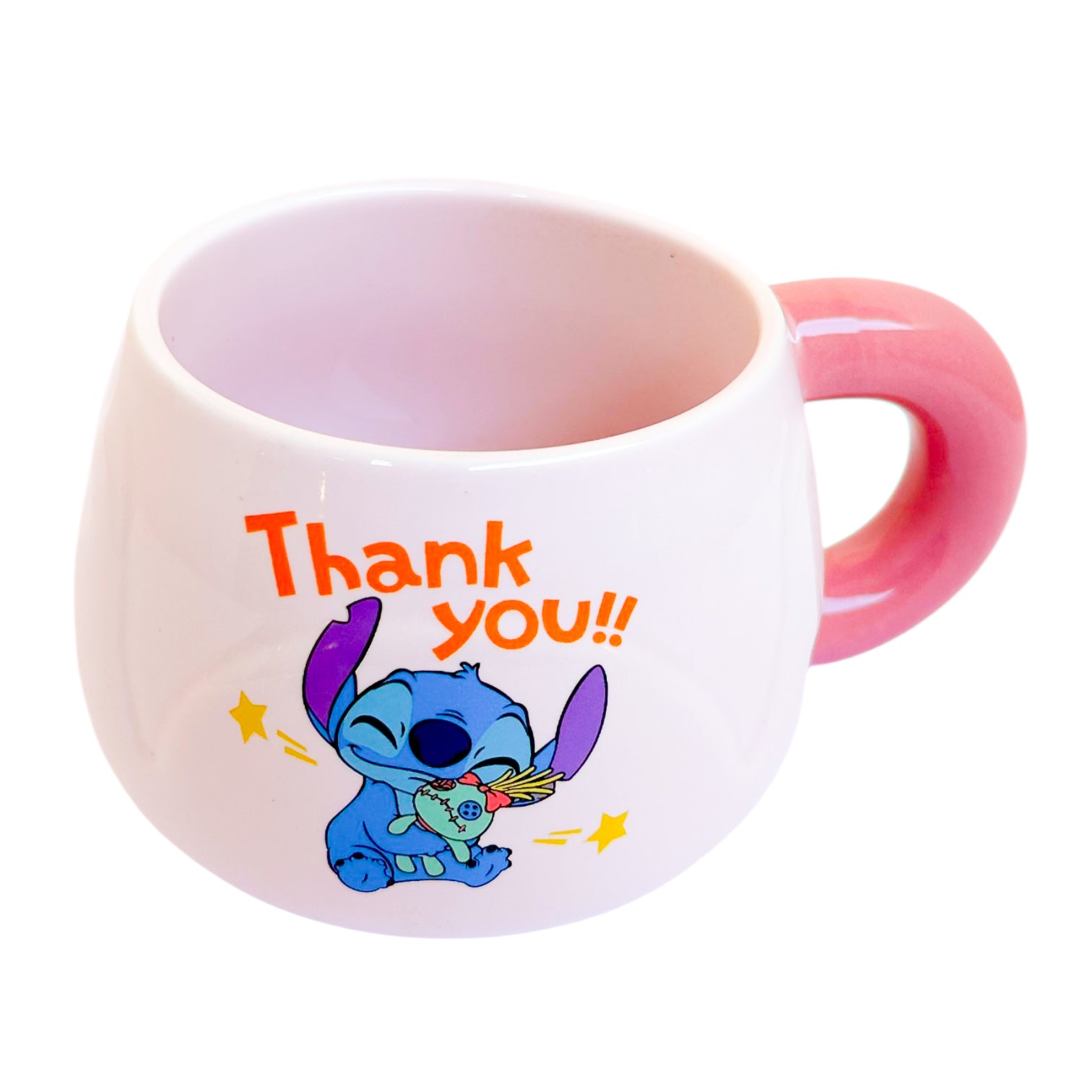 Disney Stitch "Thank You" porcelain mug by Givana featuring Stitch character and decorative "Thank You" message on white background