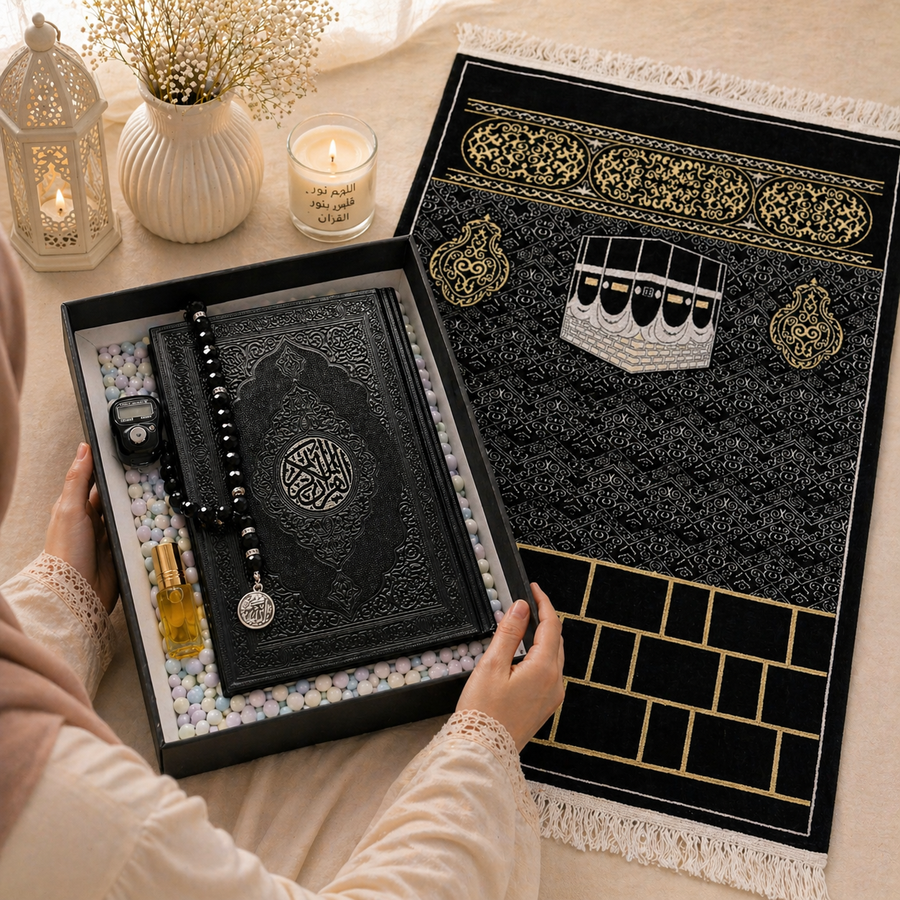 Elegant Black Islamic Gift Box (Backrest Edition) | ✨ (5 Gifts Inside)✨