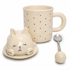Set of two Sleepy Cat Mug Set by Givana featuring cute, cozy cat designs perfect for relaxing coffee or tea moments.