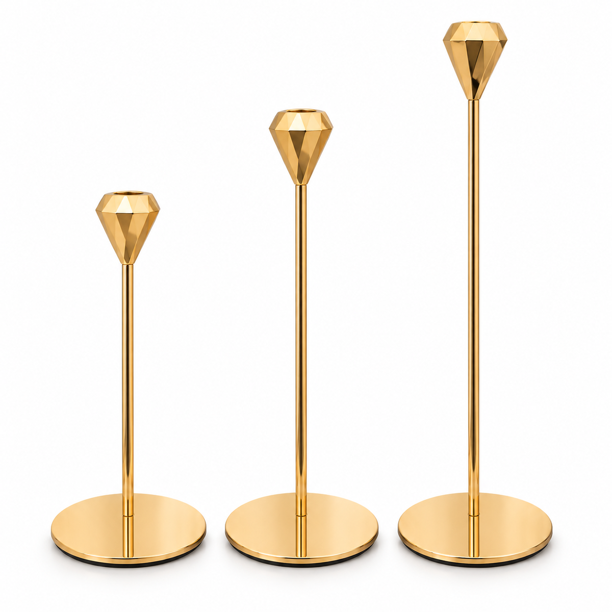 Luxury Gold Diamond Candle Holders – 3 Sizes