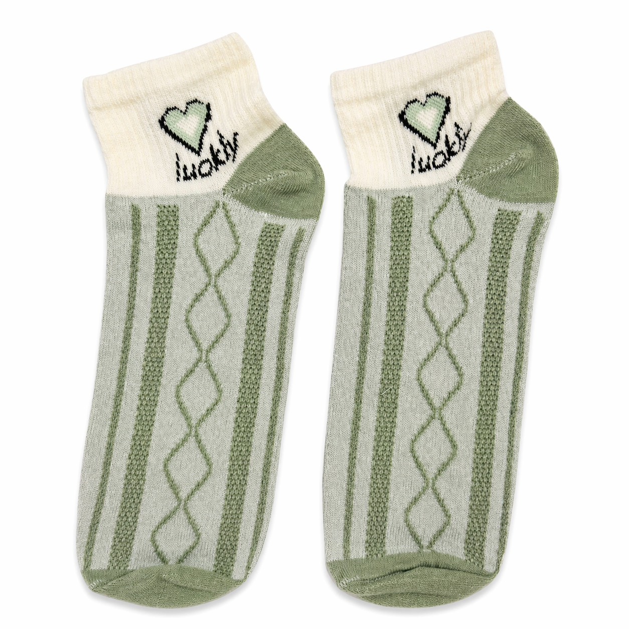 Pair of Lucky Mood Socks by Givana in vibrant green with five playful design options, showcasing cozy, colorful sock styles.