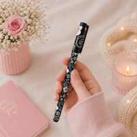 Black Midnight Bloom Pen by Givana with elegant floral design and sleek finish, perfect for writing and gifting.