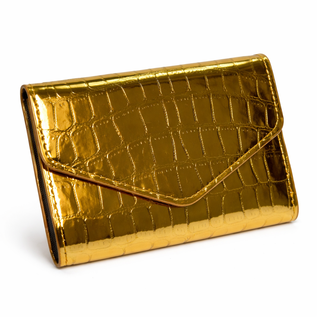 Givana glossy queen wallet featuring a sleek, shiny finish with multiple card slots and a compact design.